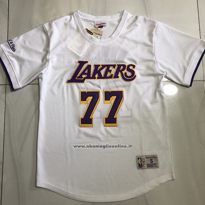 Maglia Manica Corta Los Angeles Lakers Luka Doncic No 77 Bianco